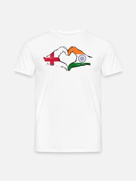 England Indien Hände Herzform used - Männer T-Shirt - Weiß