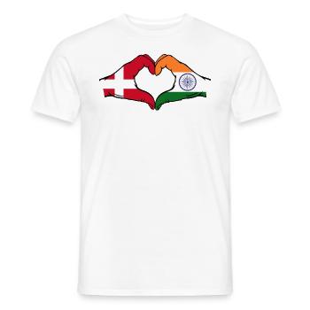 Denmark India hands heart shape - Men's T-Shirt - white - Front - AI Model Male 178 dark (178cm)