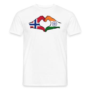 Norway India hands heart shape - Men's T-Shirt - white - Front - AI Model Male 178 dark (178cm)