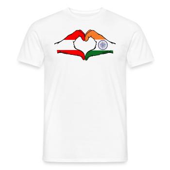 Austria India hands heart shape - Men's T-Shirt - white - Front - AI Model Male 178 dark (178cm)