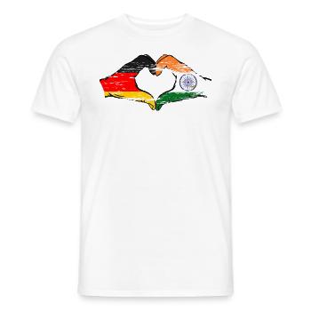 Germany India hands heart shape used - Men's T-Shirt - white - Front - AI Model Male 178 dark (178cm)