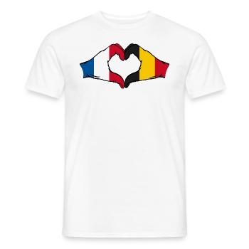 France Belgium hands heart shape - Men's T-Shirt - white - Front - AI Model Male 178 dark (178cm)
