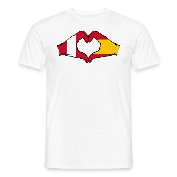 Pérou Espagne mains en forme de cœur - T-shirt homme - blanc - Devant - AI Model Male 178 dark (178cm)