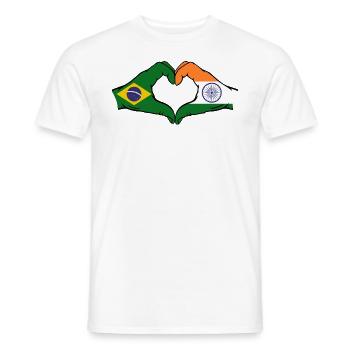 Brazil India Hands Heart Shape - Men's T-Shirt - white - Front - AI Model Male 178 dark (178cm)