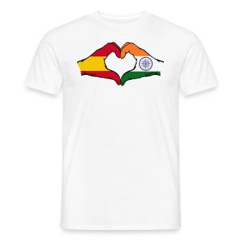 Espagne Inde mains en forme de cœur - T-shirt homme - blanc - Devant - AI Model Male 178 dark (178cm)
