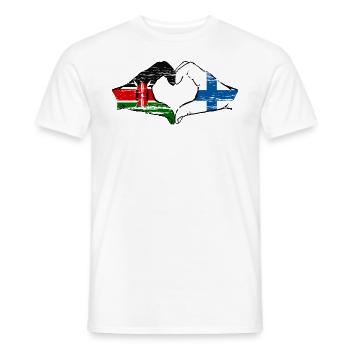 Kenya Finlande mains forme de coeur utilisé - T-shirt homme - blanc - Devant - AI Model Male 178 dark (178cm)