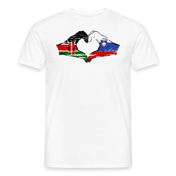 Kenya Slovenia hands heart shape used - Men's T-Shirt - white - Front - AI Model Male 178 dark (178cm)