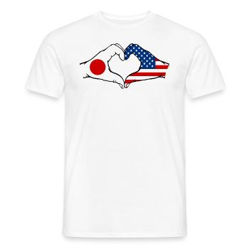 Japon États-Unis mains en forme de cœur - T-shirt homme - blanc - Devant - AI Model Male 178 dark (178cm)