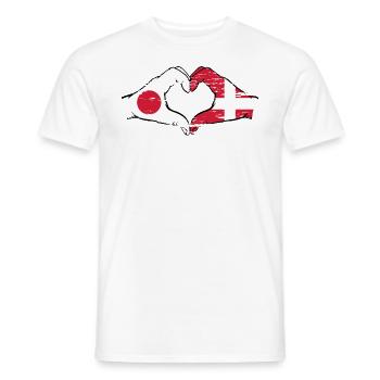 Japan Denmark hands heart shape used - Men's T-Shirt - white - Front - AI Model Male 178 dark (178cm)