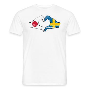 Japan Sweden hands heart shape used - Men's T-Shirt - white - Front - AI Model Male 178 dark (178cm)