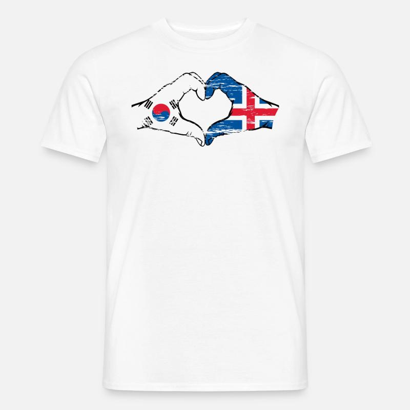Corée du Sud Islande mains forme de coeur utilisé - T-shirt homme - blanc