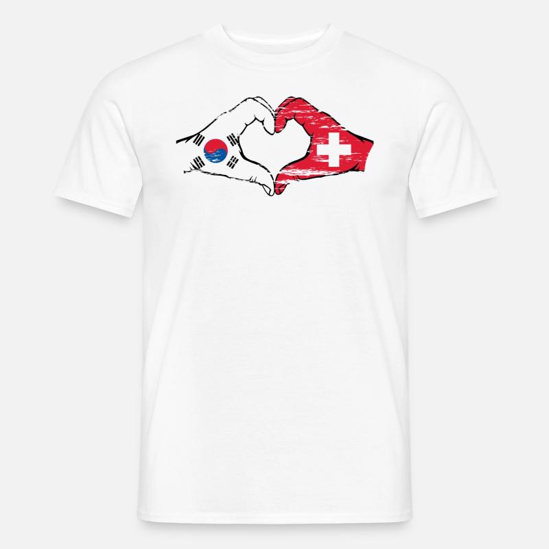 Corée du Sud Suisse Mains Coeur Forme Utilisé - T-shirt homme - blanc