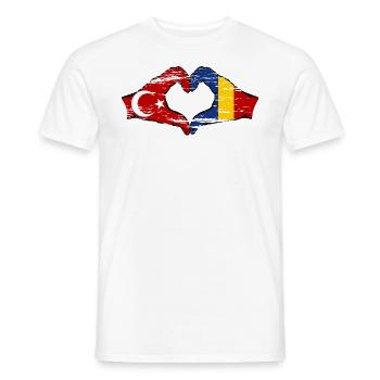 Turkey Romania Hands Heart Shape Used - Men's T-Shirt - white - Front - AI Model Male 178 dark (178cm)