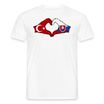 Turkey Slovakia Hands Heart Shape - Men's T-Shirt - white - Front - AI Model Male 178 dark (178cm)
