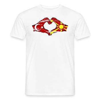 Türkei Makedonien Hände Herzform used - Männer T-Shirt - Weiß - Vorne - AI Model Male 178 dark (178cm)