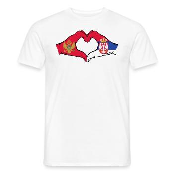 Montenegro Serbien Flag Hænder Hjerte Form - Mænd T-shirt - hvid - Foran - AI Model Male 178 dark (178cm)