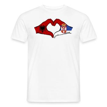 Albanien Serbien Flagge Herzform - Männer T-Shirt - Weiß - Vorne - AI Model Male 178 dark (178cm)