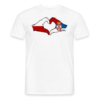 Polen Serbien Flagge Herzform - Männer T-Shirt - Weiß - Vorne - AI Model Male 178 dark (178cm)