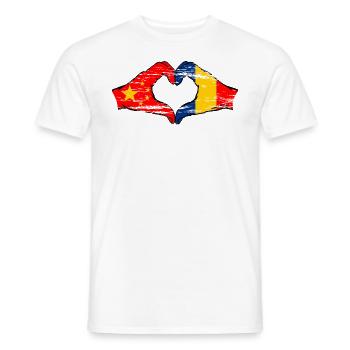 China Romania flag heart shape used - Men's T-Shirt - white - Front - AI Model Male 178 dark (178cm)
