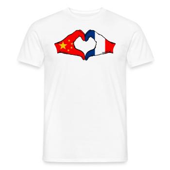 Chine France Drapeau Coeur Forme - T-shirt homme - blanc - Devant - AI Model Male 178 dark (178cm)