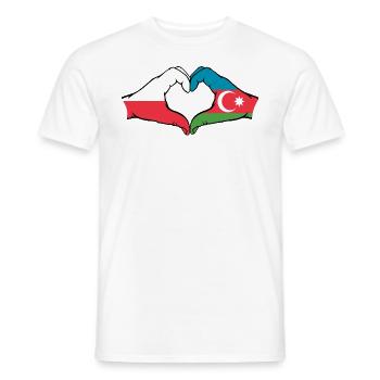 Polen Aserbaidschan Flagge Hände Herzform - Männer T-Shirt - Weiß - Vorne - AI Model Male 178 dark (178cm)