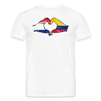 Hollande Colombie Drapeau Mains Coeur Forme Utilisé - T-shirt homme - blanc - Devant - AI Model Male 178 dark (178cm)