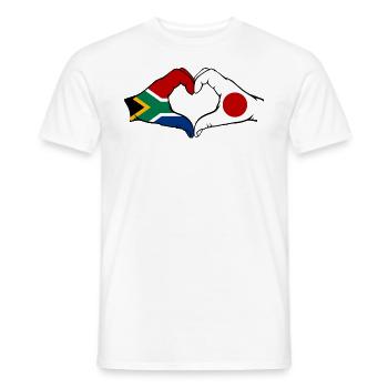 Afrique du Sud Japon Drapeau Mains Coeur Forme - T-shirt homme - blanc - Devant - AI Model Male 178 dark (178cm)