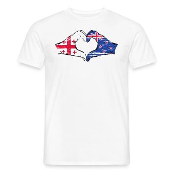 Géorgie Nouvelle-Zélande drapeau mains forme coeur utilisé - T-shirt homme - blanc - Devant - AI Model Male 178 dark (178cm)