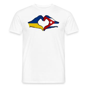 Ukraine Cuba Flag Hands Heart Shape - Men's T-Shirt - white - Front - AI Model Male 178 dark (178cm)
