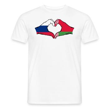 Russland Belarus Flagge Hände Herzform - Männer T-Shirt - Weiß - Vorne - AI Model Male 178 dark (178cm)