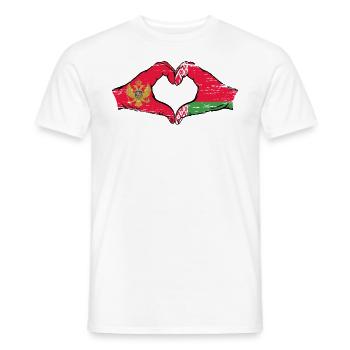Montanegro Belarus Flagge Hände Herzform used - Männer T-Shirt - Weiß - Vorne - AI Model Male 178 dark (178cm)