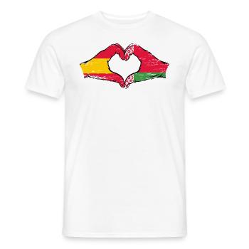 Spanien Belarus Flagge Hände Herzform used - Männer T-Shirt - Weiß - Vorne - AI Model Male 178 dark (178cm)