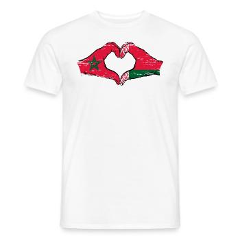 Marruecos Bielorrusia Bandera Manos Forma de Corazón Usado - Camiseta hombre - blanco - delante - AI Model Male 178 dark (178cm)