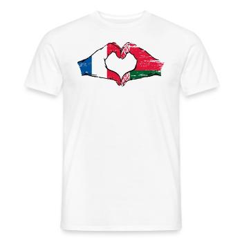 Frankreich Belarus Flagge Hände Herzform used - Männer T-Shirt - Weiß - Vorne - AI Model Male 178 dark (178cm)