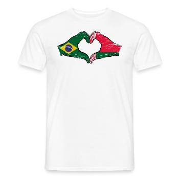 Brésil Biélorussie drapeau mains forme de coeur utilisé - T-shirt homme - blanc - Devant - AI Model Male 178 dark (178cm)