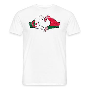 Algerien Belarus Flagge Hände Herzform used - Männer T-Shirt - Weiß - Vorne - AI Model Male 178 dark (178cm)