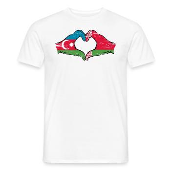 Aserbaidschan Belarus Flagge Hände Herzform used - Männer T-Shirt - Weiß - Vorne - AI Model Male 178 dark (178cm)