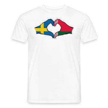 Schweden Belarus Flagge Hände Herzform - Männer T-Shirt - Weiß - Vorne - AI Model Male 178 dark (178cm)