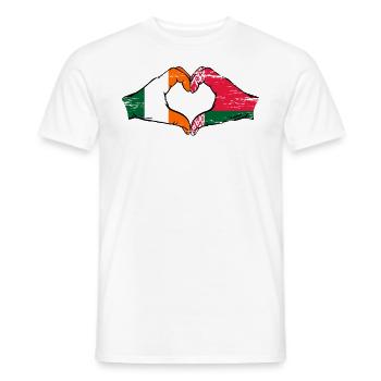 Irlande Biélorussie drapeau mains coeur forme utilisé - T-shirt homme - blanc - Devant - AI Model Male 178 dark (178cm)