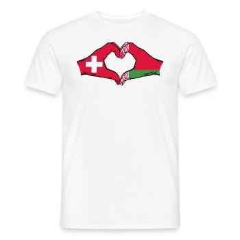 Schweiz Belarus Flagge Hände Herzform - Männer T-Shirt - Weiß - Vorne - AI Model Male 178 dark (178cm)