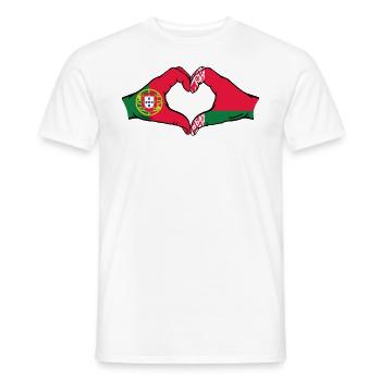 Portugal Belarus Flag Hands Heart Shape - Men's T-Shirt - white - Front - AI Model Male 178 dark (178cm)
