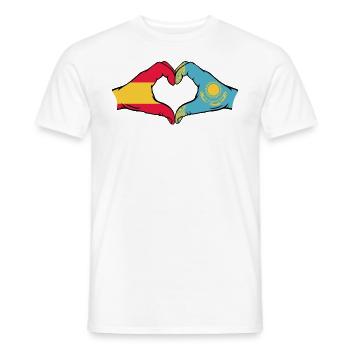 Espagne Kazakhstan Drapeau Mains Coeur Forme - T-shirt homme - blanc - Devant - AI Model Male 178 dark (178cm)