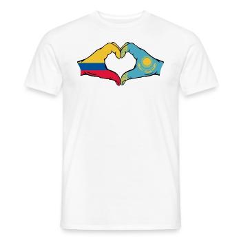 Colombie Kazakhstan drapeau mains forme de coeur - T-shirt homme - blanc - Devant - AI Model Male 178 dark (178cm)