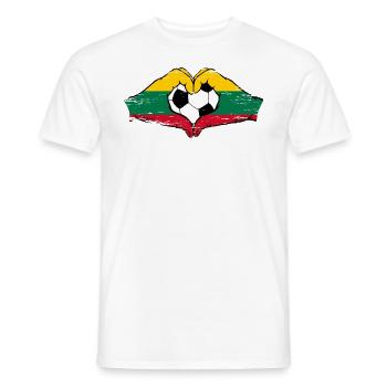 Lithuania flag football hands heart shape used - Men's T-Shirt - white - Front - AI Model Male 178 dark (178cm)