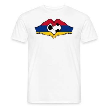 Forme de coeur de mains de football de drapeau d'Arménie - T-shirt homme - blanc - Devant - AI Model Male 178 dark (178cm)