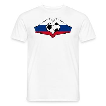 Forme de coeur de mains de football de drapeau de la Russie - T-shirt homme - blanc - Devant - AI Model Male 178 dark (178cm)