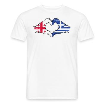 Georgien Griechenland Flagge Hände Herzform used - Männer T-Shirt - Weiß - Vorne - AI Model Male 178 dark (178cm)