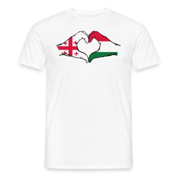 Georgia Hungary Flag Hands Heart Shape - Men's T-Shirt - white - Front - AI Model Male 178 dark (178cm)