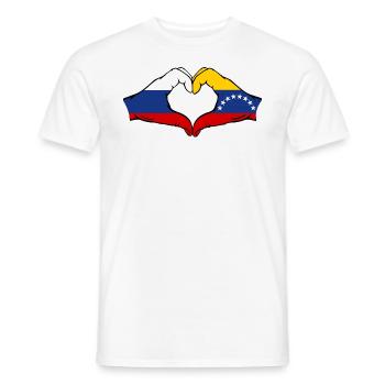 Russia Venezuela Flag Hands Heart Shape - Men's T-Shirt - white - Front - AI Model Male 178 dark (178cm)