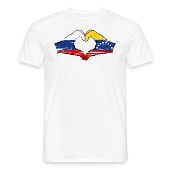 Russia Venezuela Flag Hands Heart Shape used - Men's T-Shirt - white - Front - AI Model Male 178 dark (178cm)